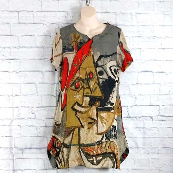 SYFS THC Artsy Dress Short Sleeves  Sz M - Picture 1 of 7